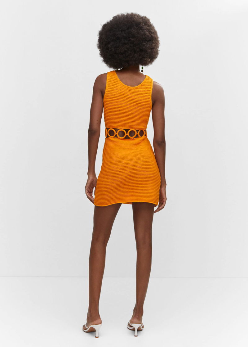 mango orange crochet dress Mango cotton rich crochet mini dress in bright orange