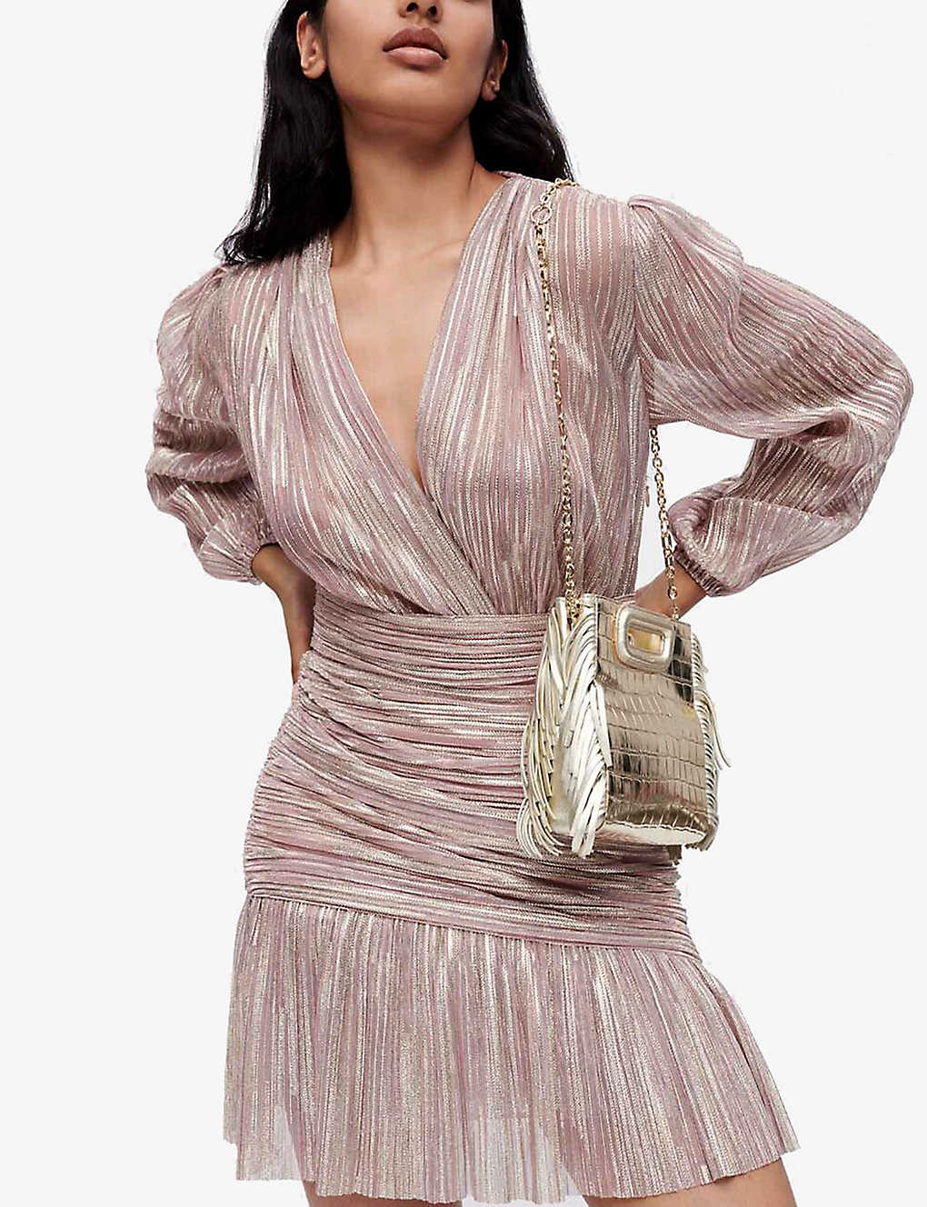 strapless open back dress Cream Floral Print Wrap Top Asymmetrical Hem Pleated Midi Dress  AX Paris