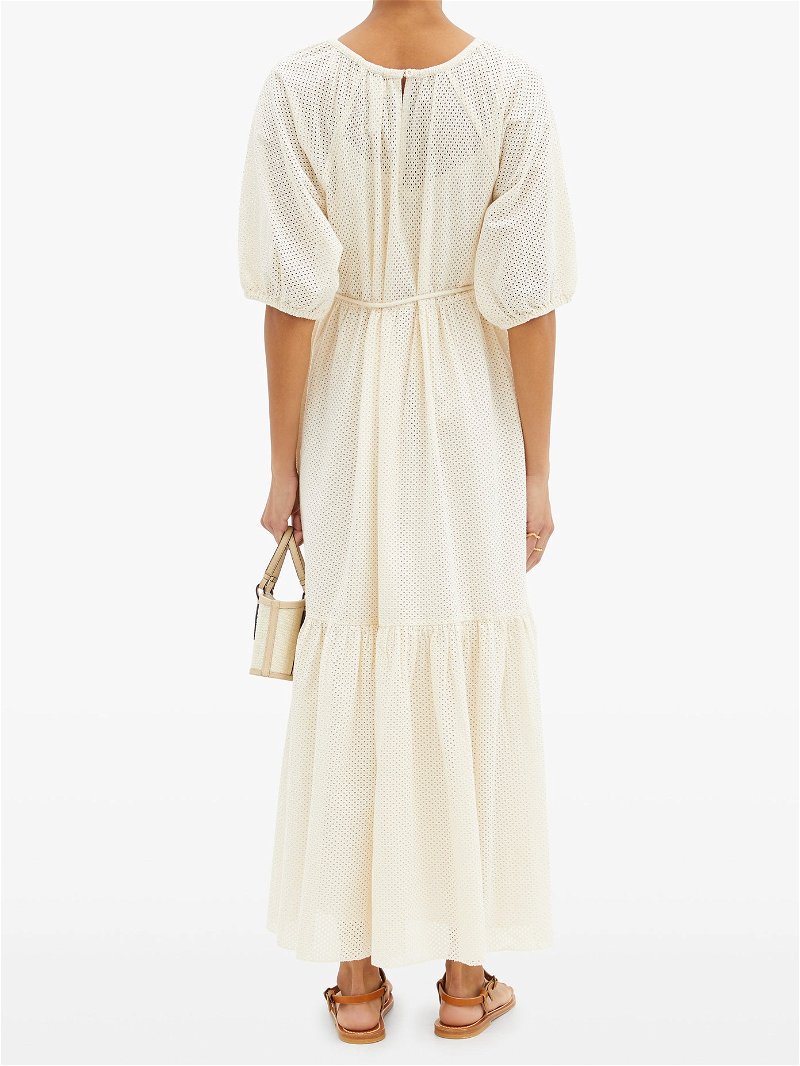 APIECE APART Simone Broderie-Anglaise Cotton Dress in Cream | Endource