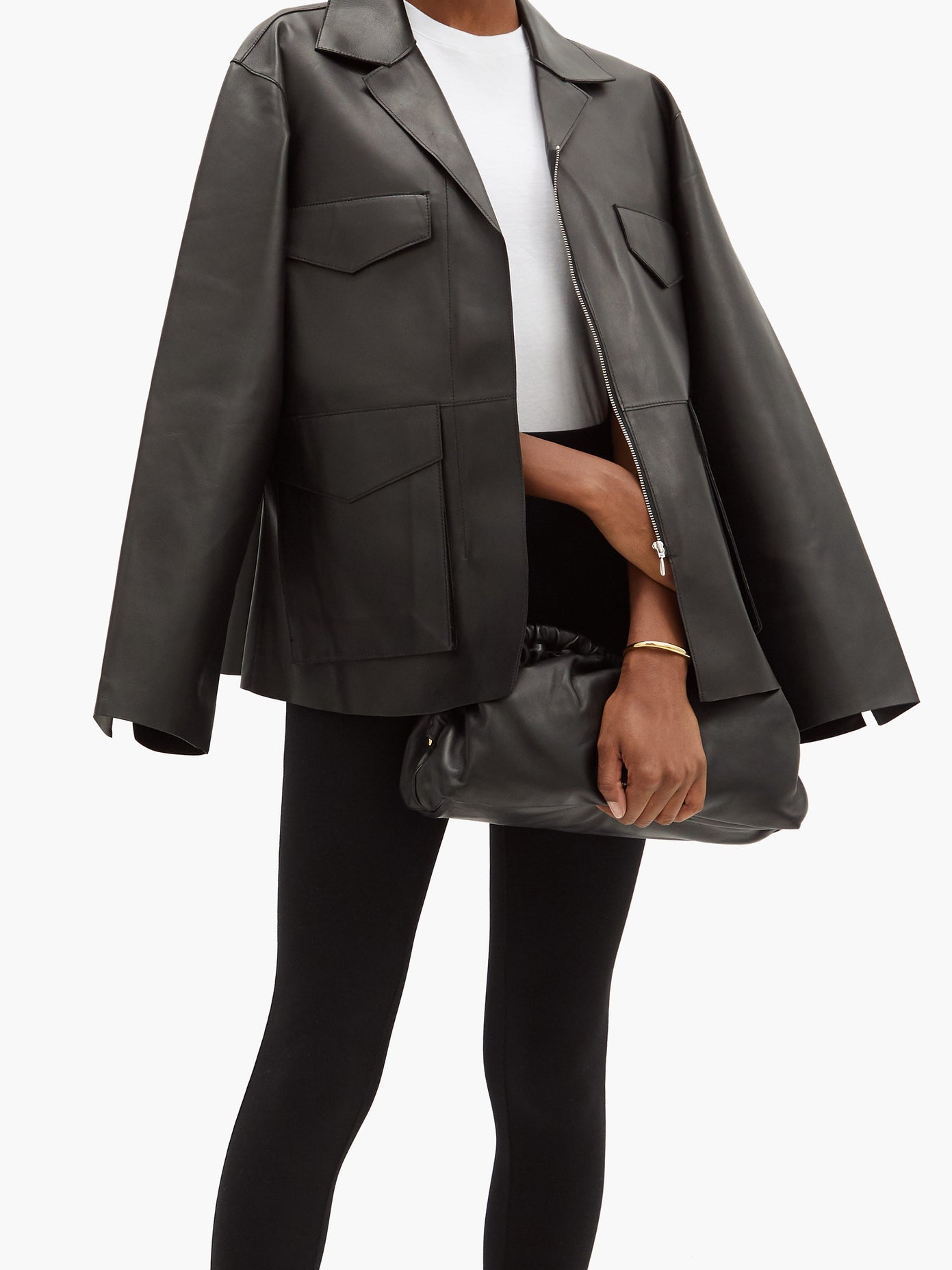 TOTEME Avignon Patch-Pocket Leather Jacket | endource