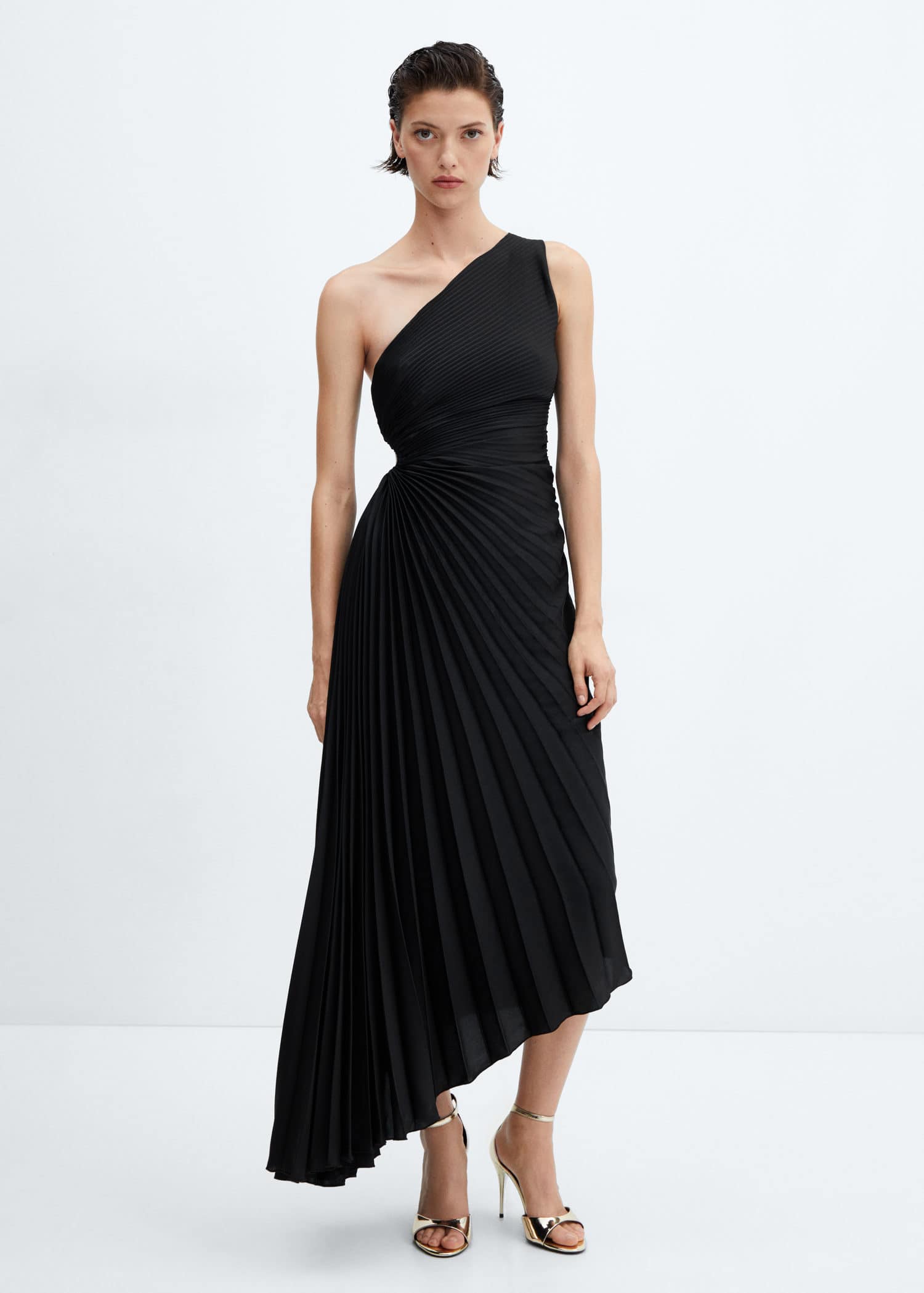 MANGO Asymmetrical Pleated Dress | endource