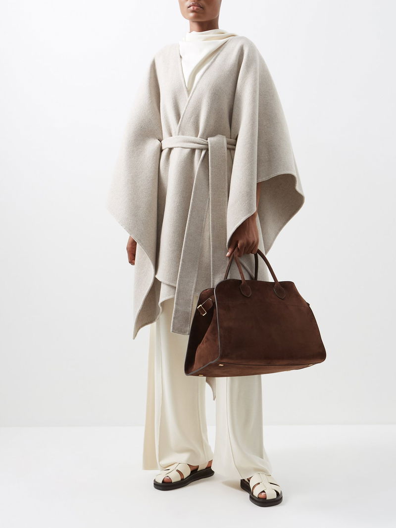 The Row Margaux 15 Top-Handle Bag in Suede