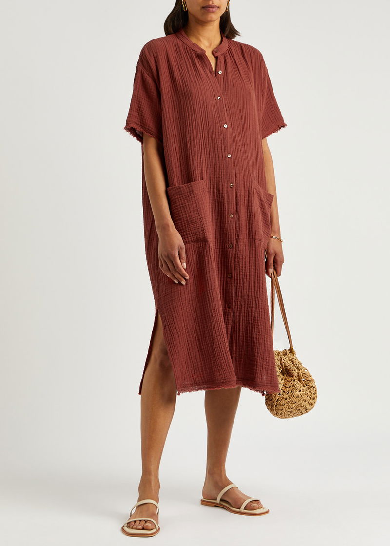 EILEEN FISHER Cotton-Gauze Midi Dress | endource