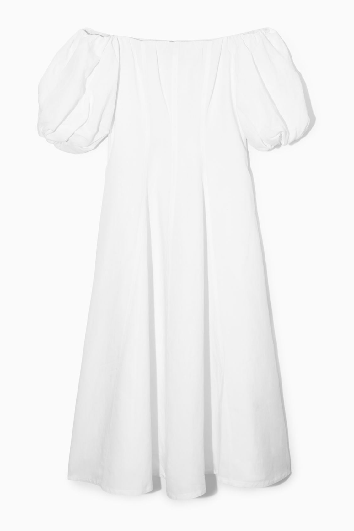 COS Off-The-Shoulder Puff-Sleeve Midi Dress | endource