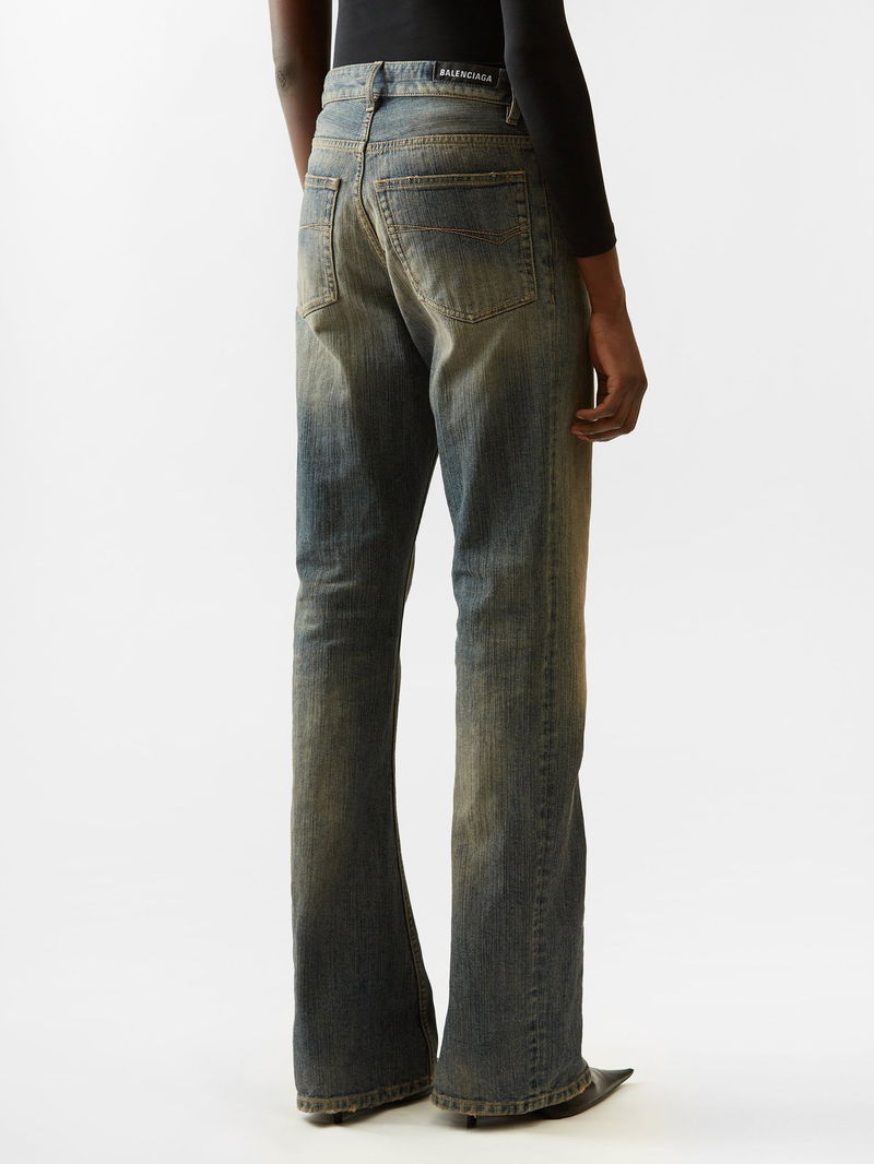 Blue Distressed bootcut jeans, Balenciaga