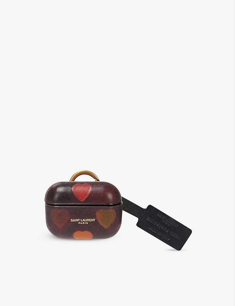 Saint Laurent - Leopard Heart Leather Airpods Case