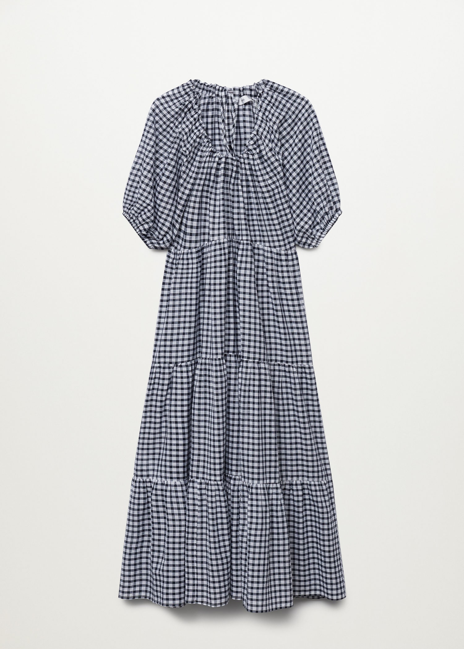 mango check pattern midi dress Checkered midi dress with ruched detail
