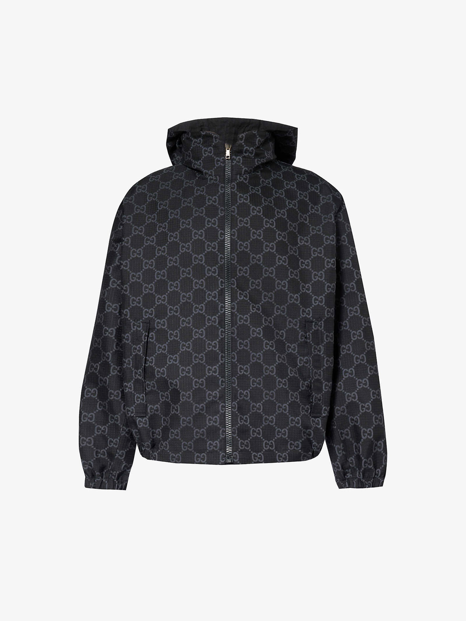 GUCCI Monogrammed Funnel-Neck Shell Hooded Blouson Jacket in BLACK/MIX ...