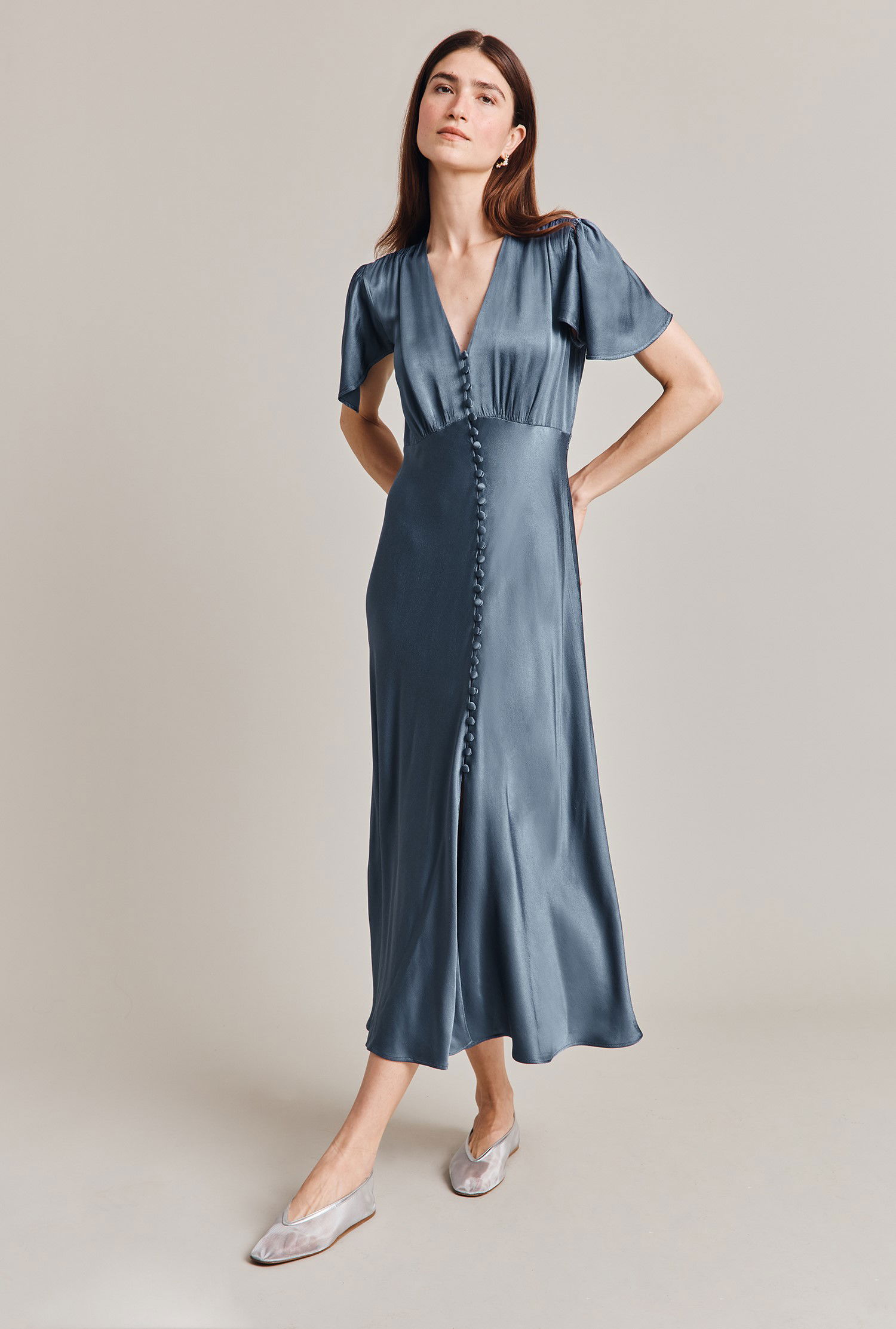 Sculpted Grace Cotton Midi Dress