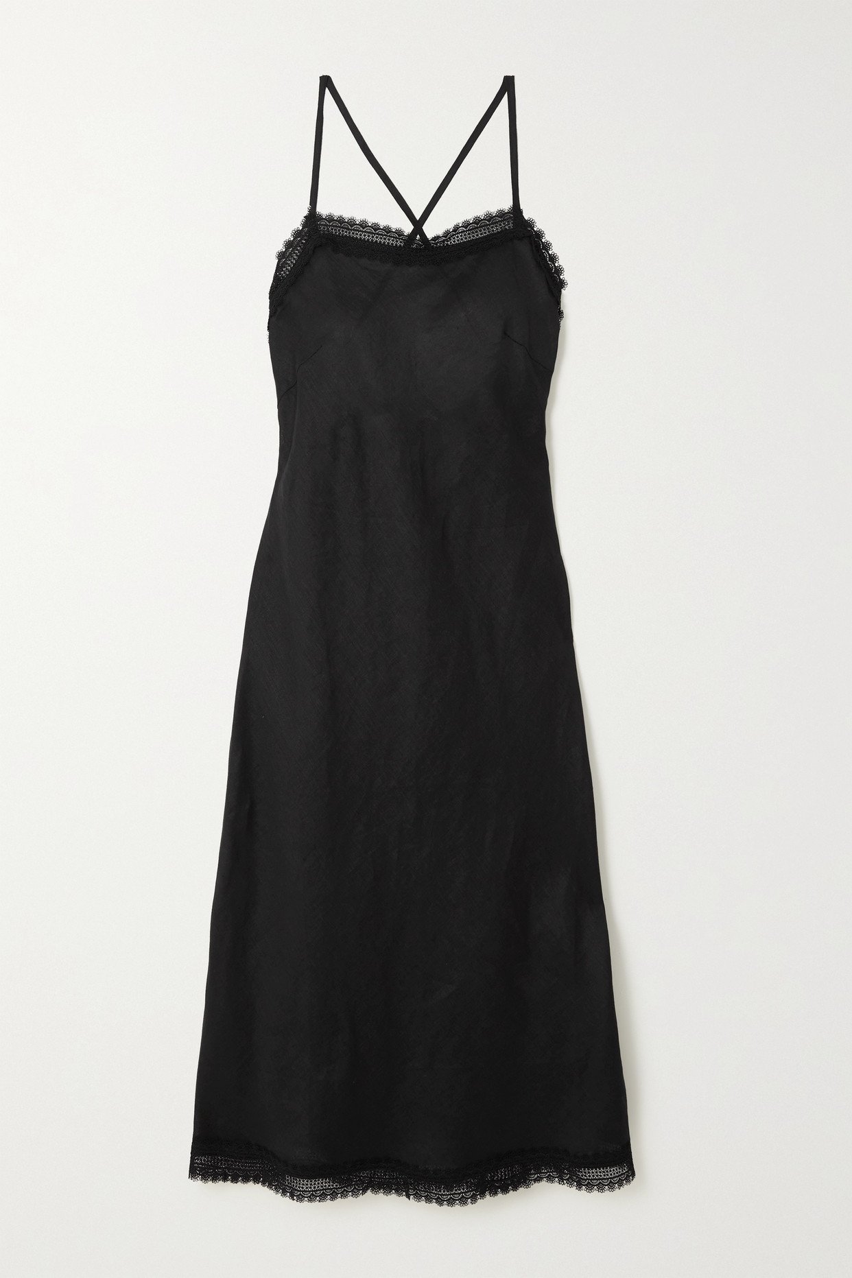 WAIMARI Audrey Tie-Detailed Lace-Trimmed Midi Dress in Black | Endource