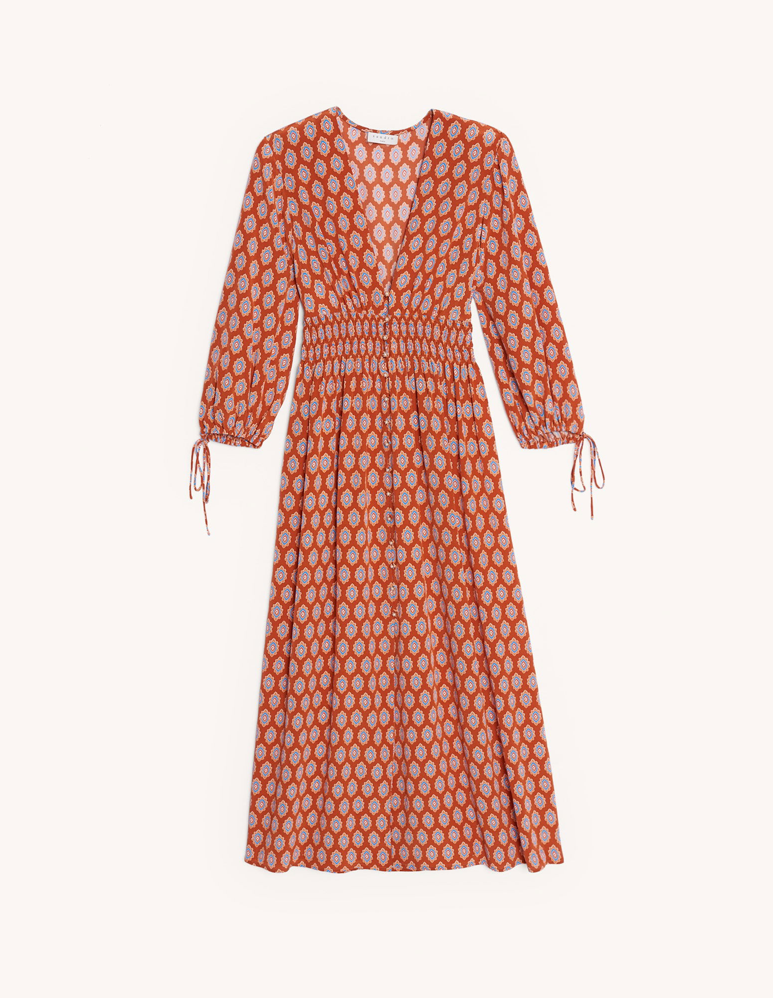 SANDRO Long Dress In Printed Jacquard in Rust | endource