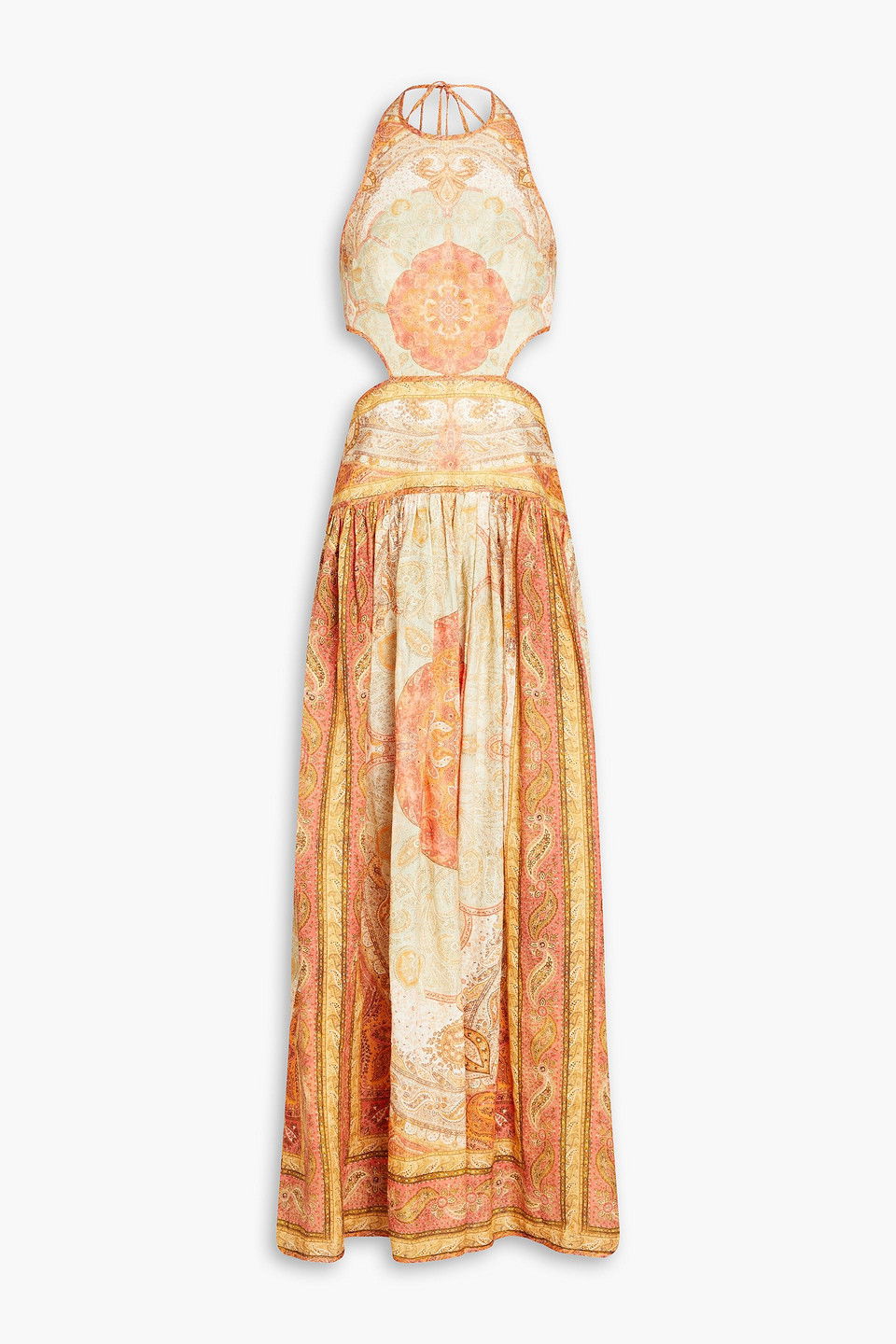 ZIMMERMANN Cutout Paisley-Print Linen Halterneck Maxi Dress in Orange ...