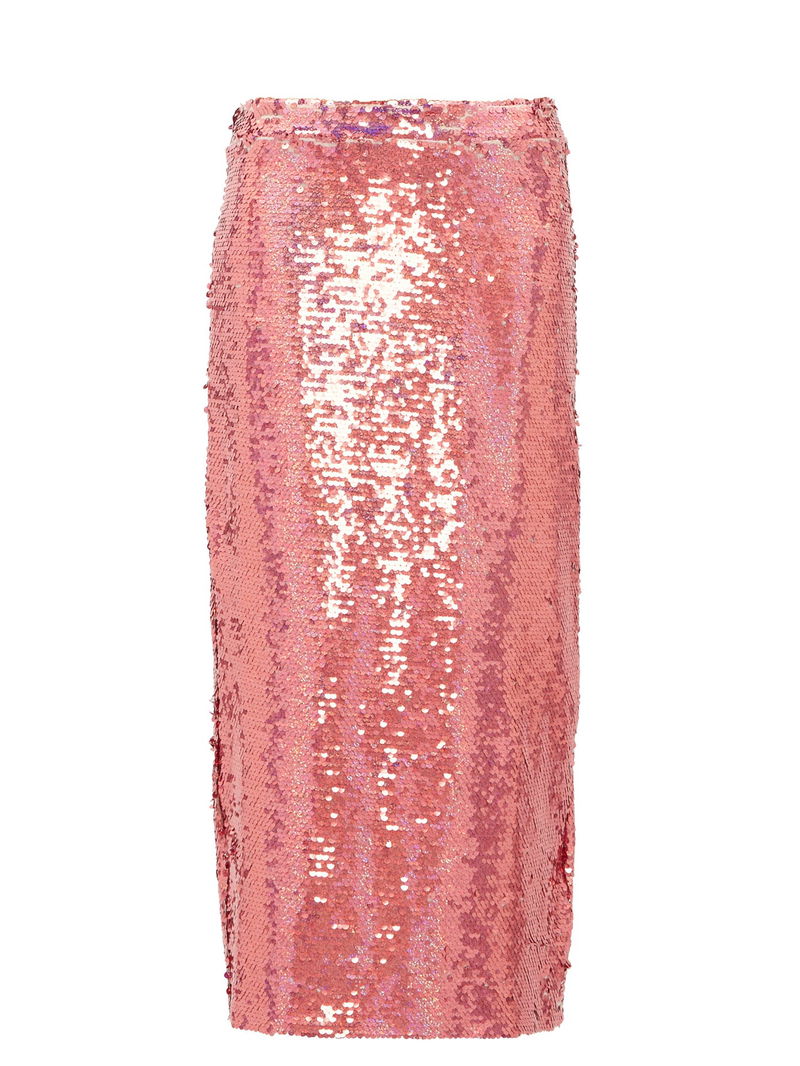 RAEY Sequinned Midi Pencil Skirt in Pink