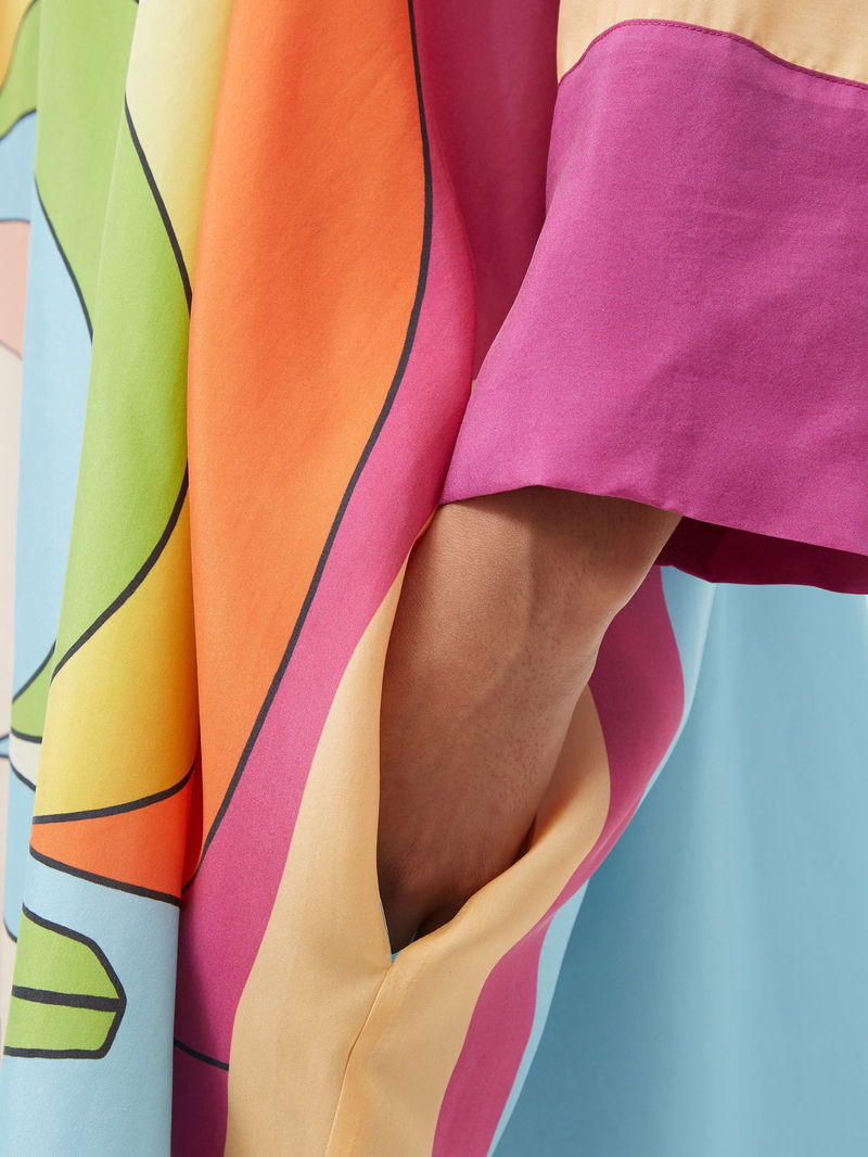 fendi multicolor silk dress 1980s Fendi Silk Multi Color Shift Dress