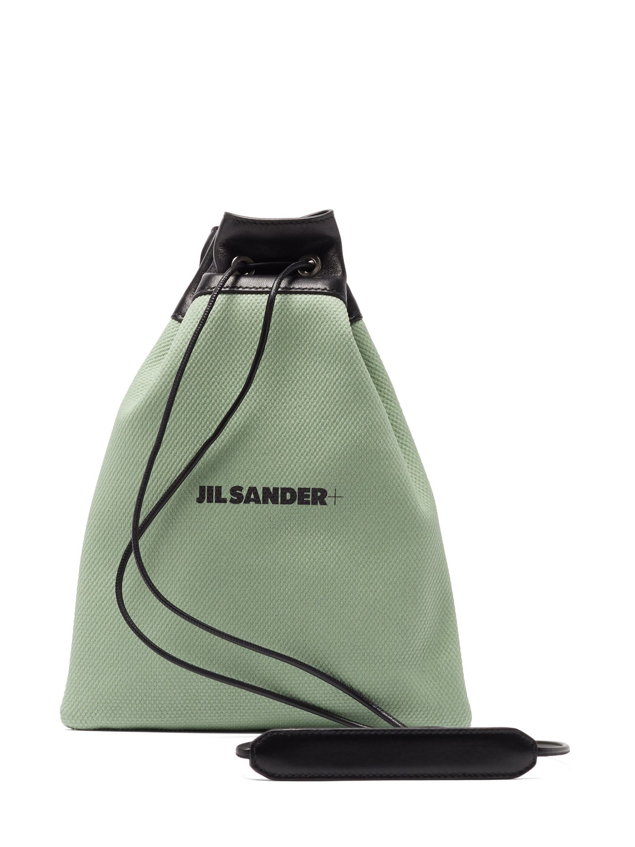JIL SANDER Logo-Print Drawstring Canvas Pouch in Green | endource