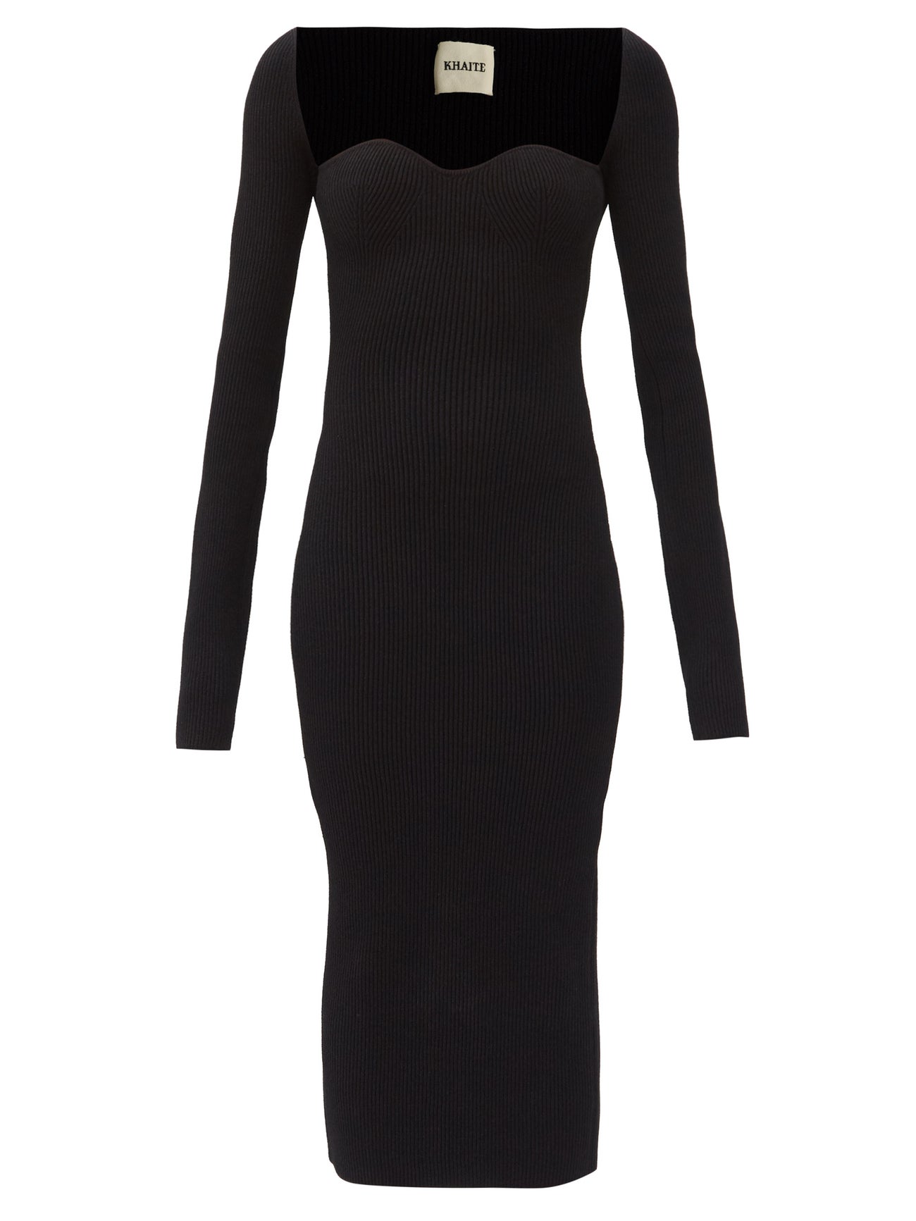 khaite beth ribbed-knit midi dress 40% off Sweetheart-Neck LowStock:43276946210867