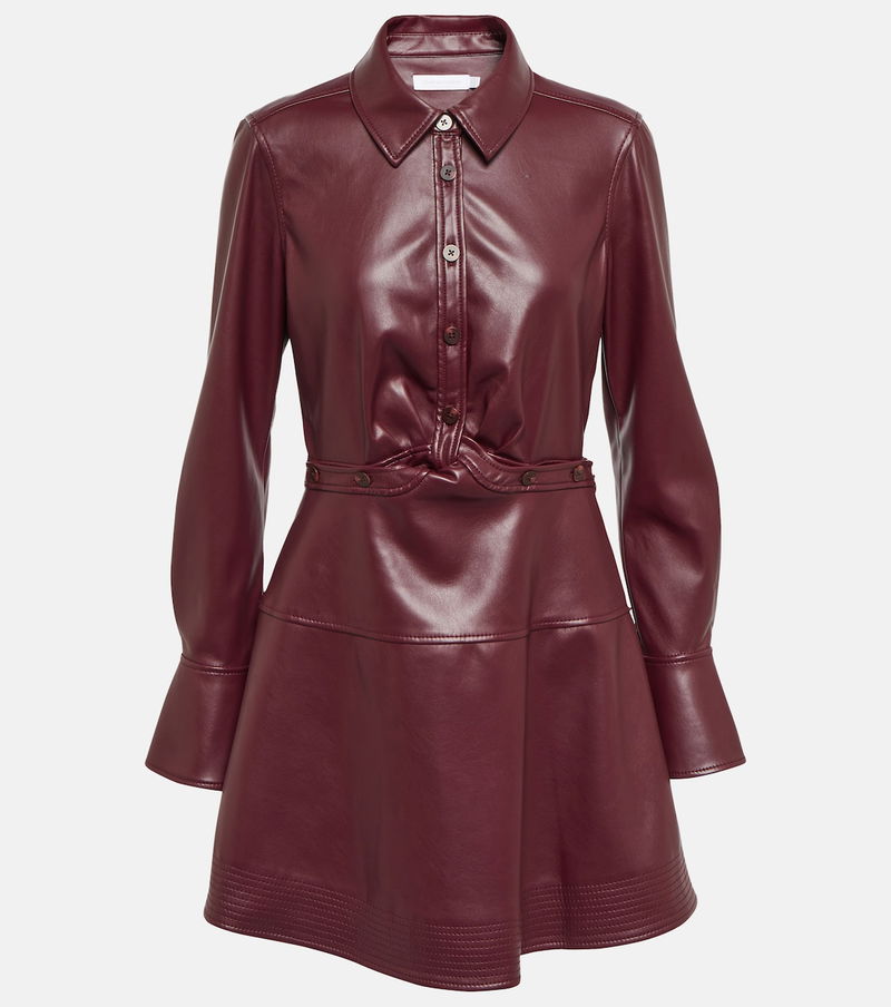 SIMKHAI Elias Faux Leather Shirt Dress | endource