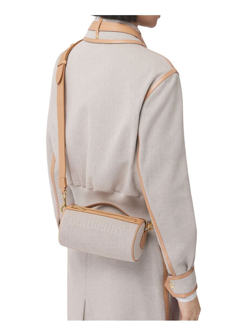 BURBERRY The Embossed Logo Cotton Canvas Barrel Bag endource - Main Image