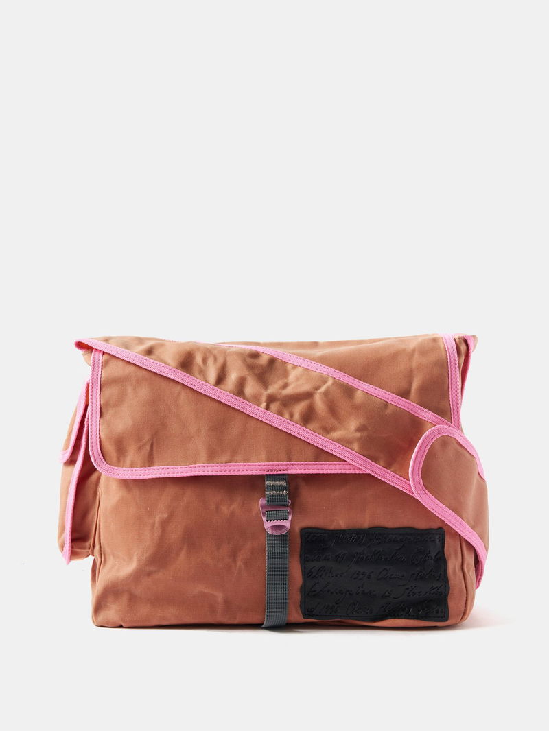 ACNE STUDIOS Andemer WaxedCotton CrossBody Bag in Pink Endource