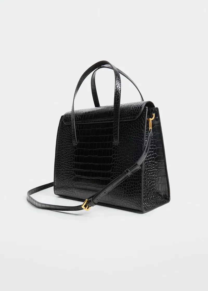 mango croc effect tote bag