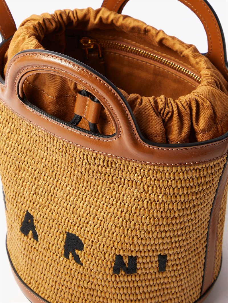 Marni, Bags, Marni Tropicalia Micro Bag In Brown Leather And Raffia