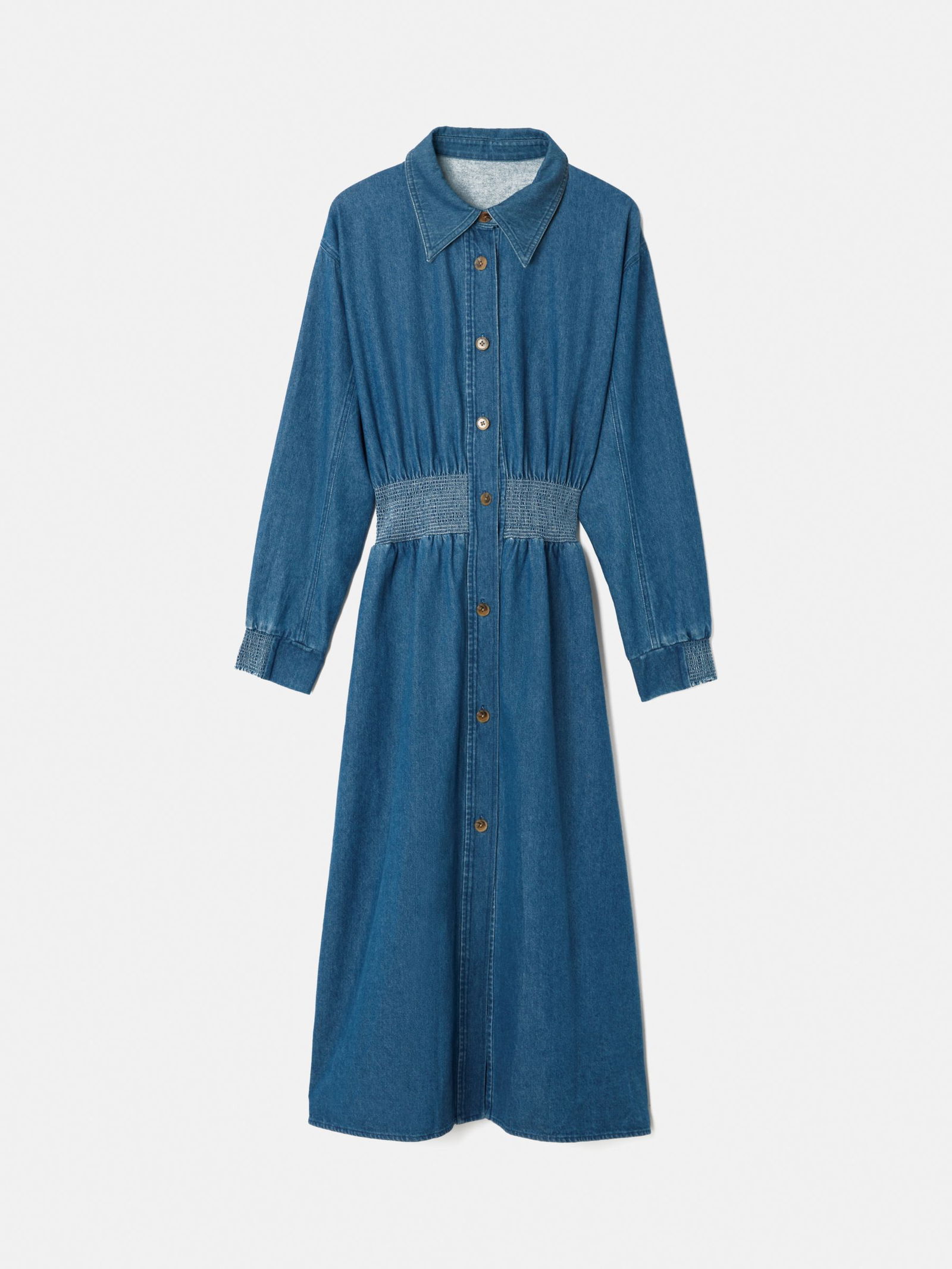 jigsaw denim dress JIGSAW Cotton Denim Gathered Midi Dress