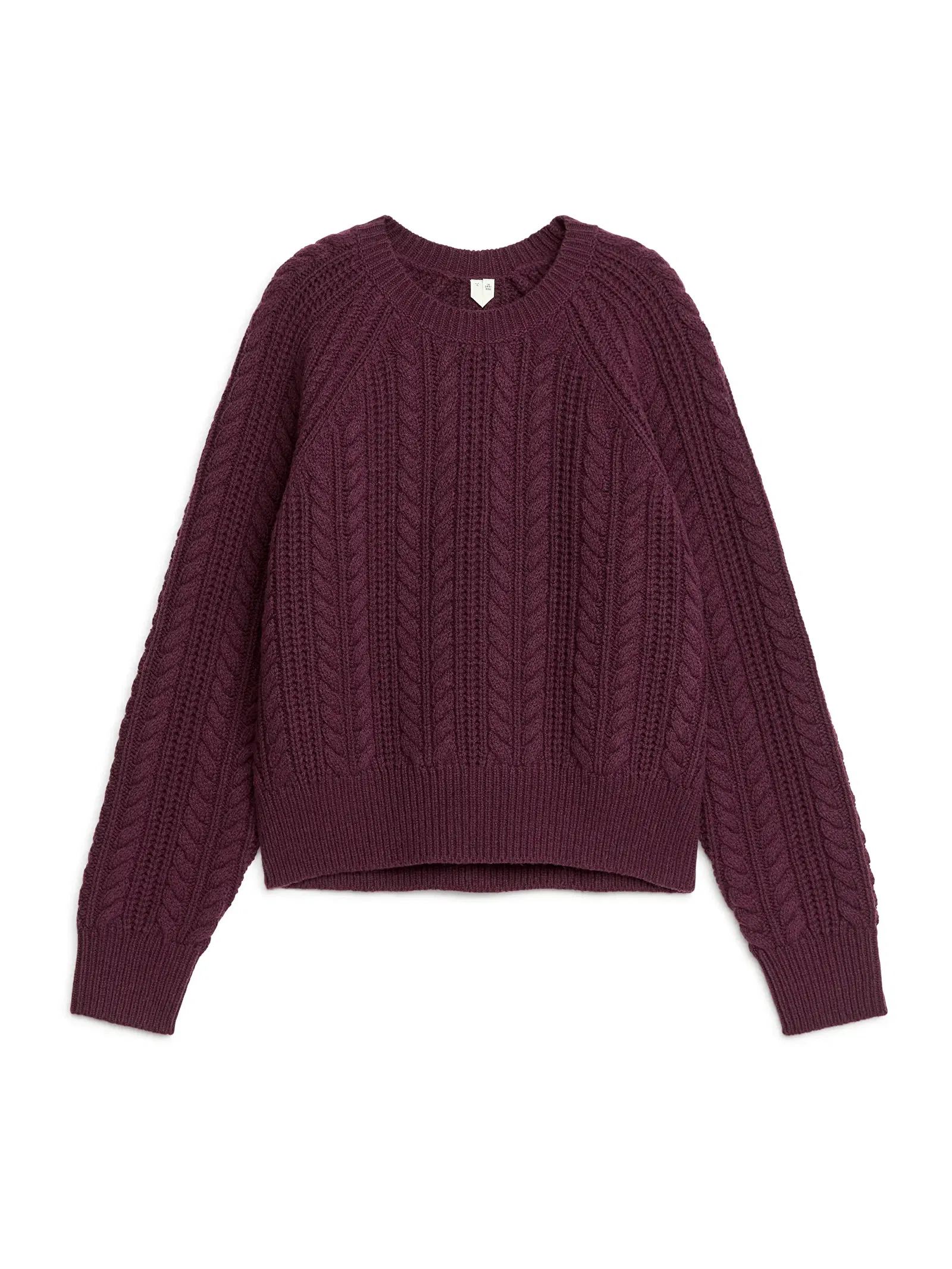 ARKET Cable-Knit Wool Jumper in Dark Red | endource