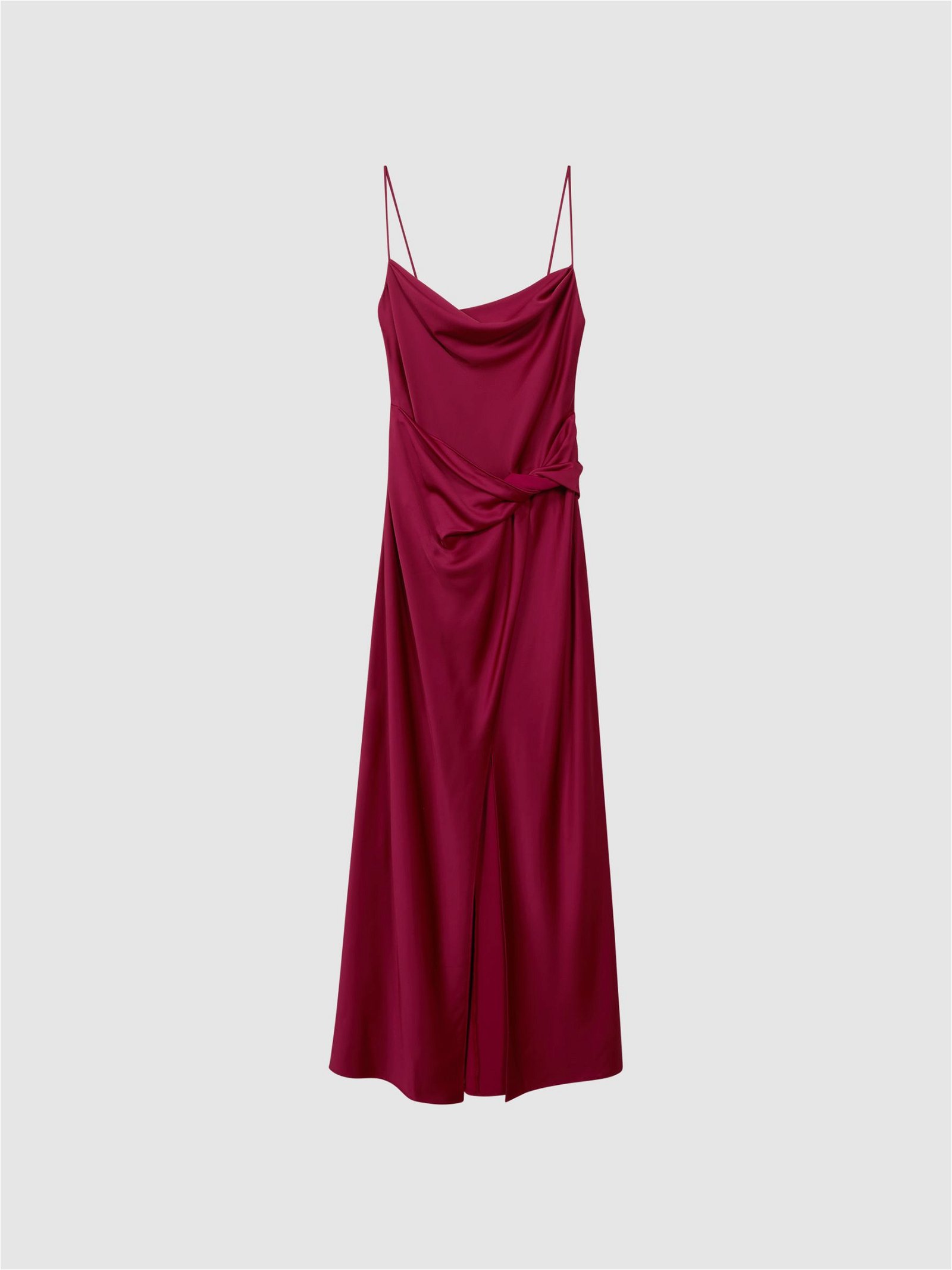 Mermaid Red Cowl Neck Satin Dress – Lisposa