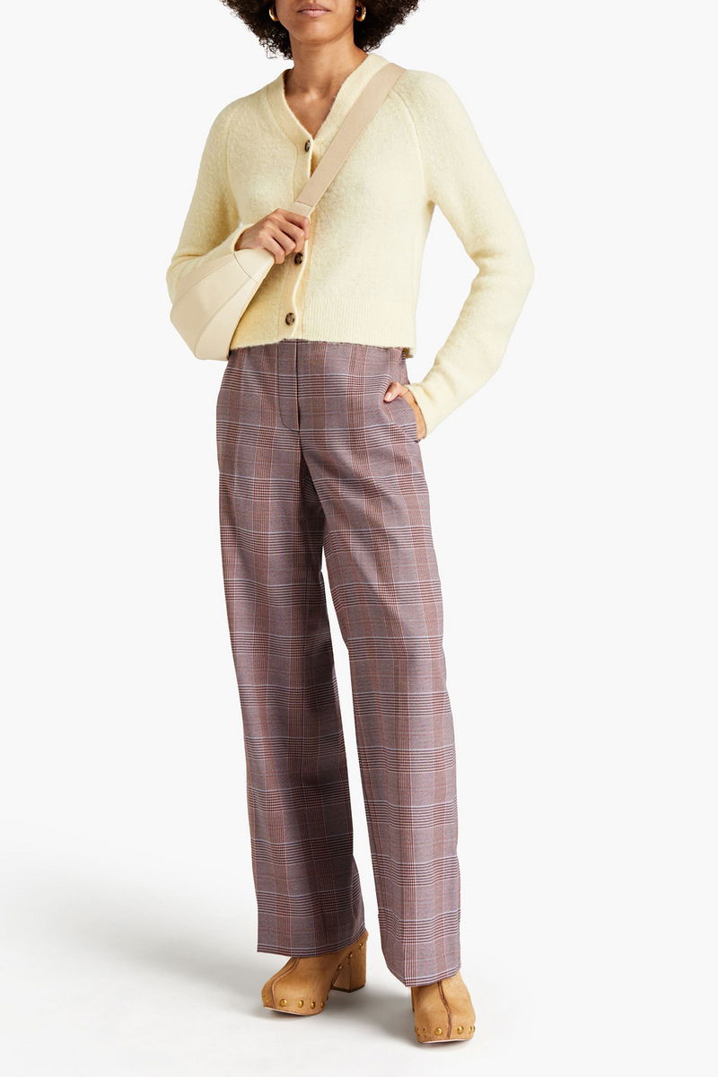 High Waist Wide Leg Pant - Prince of Wales Plaid