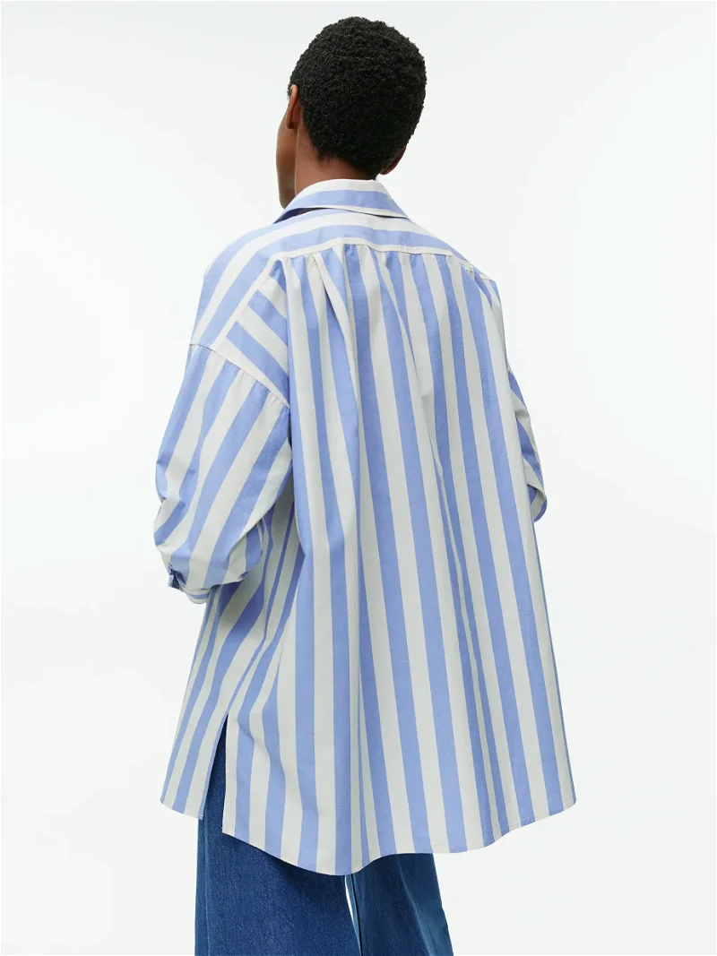 Cotton Linen Shirt - Blue/Off White - ARKET NO  Long sleeve shirts, Linen  shirt, Cotton linen