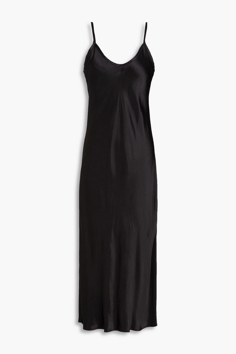 Iza Slip Dress in Satin Black