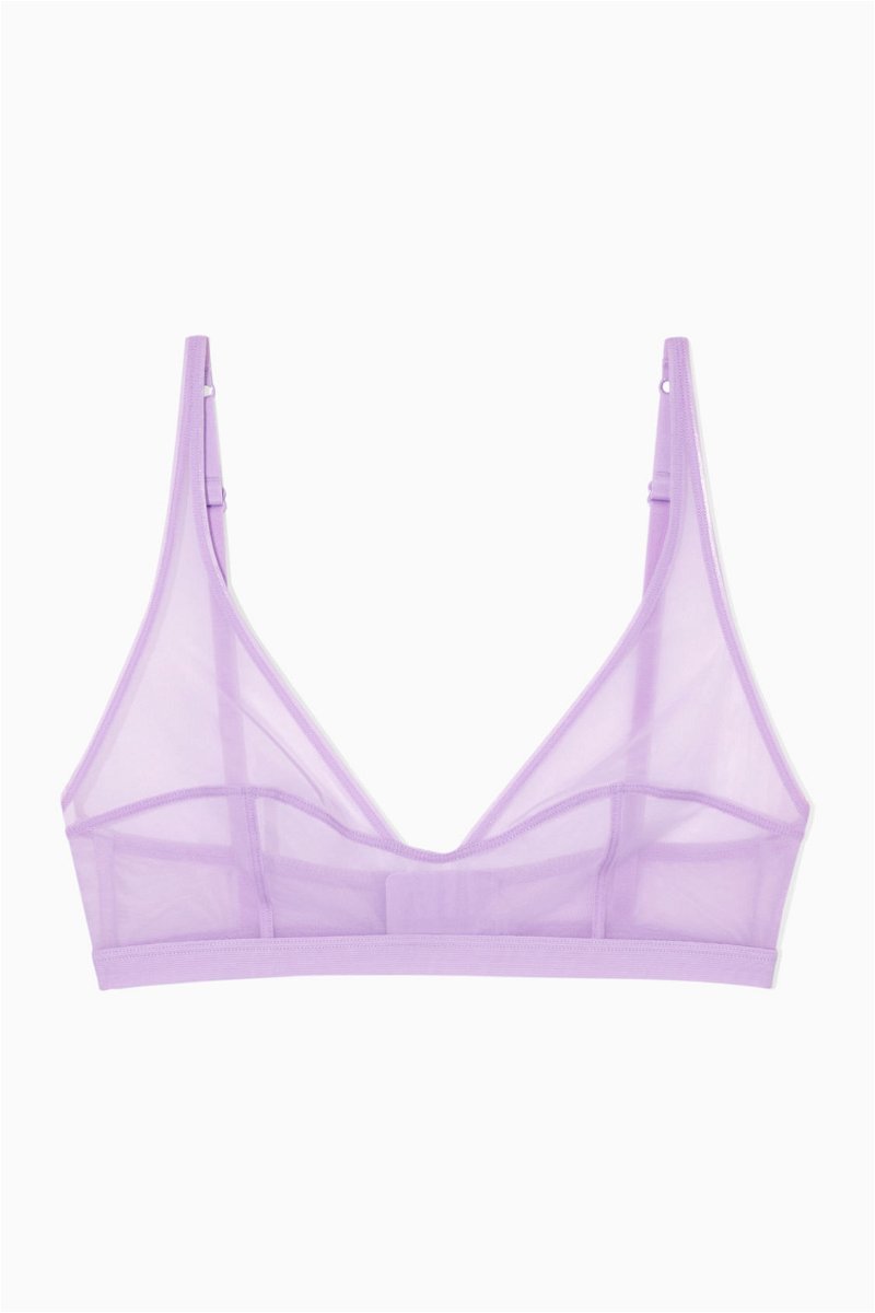 COS Mesh Soft-Cup Plunge Bra in LIGHT LILAC