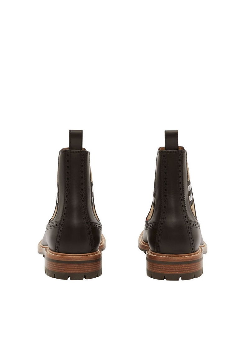 Burberry Chelsea Boots with Vintage Check Panels Burberry Check Panel Leather Chelsea Black Boots 8 US (38  main image 3