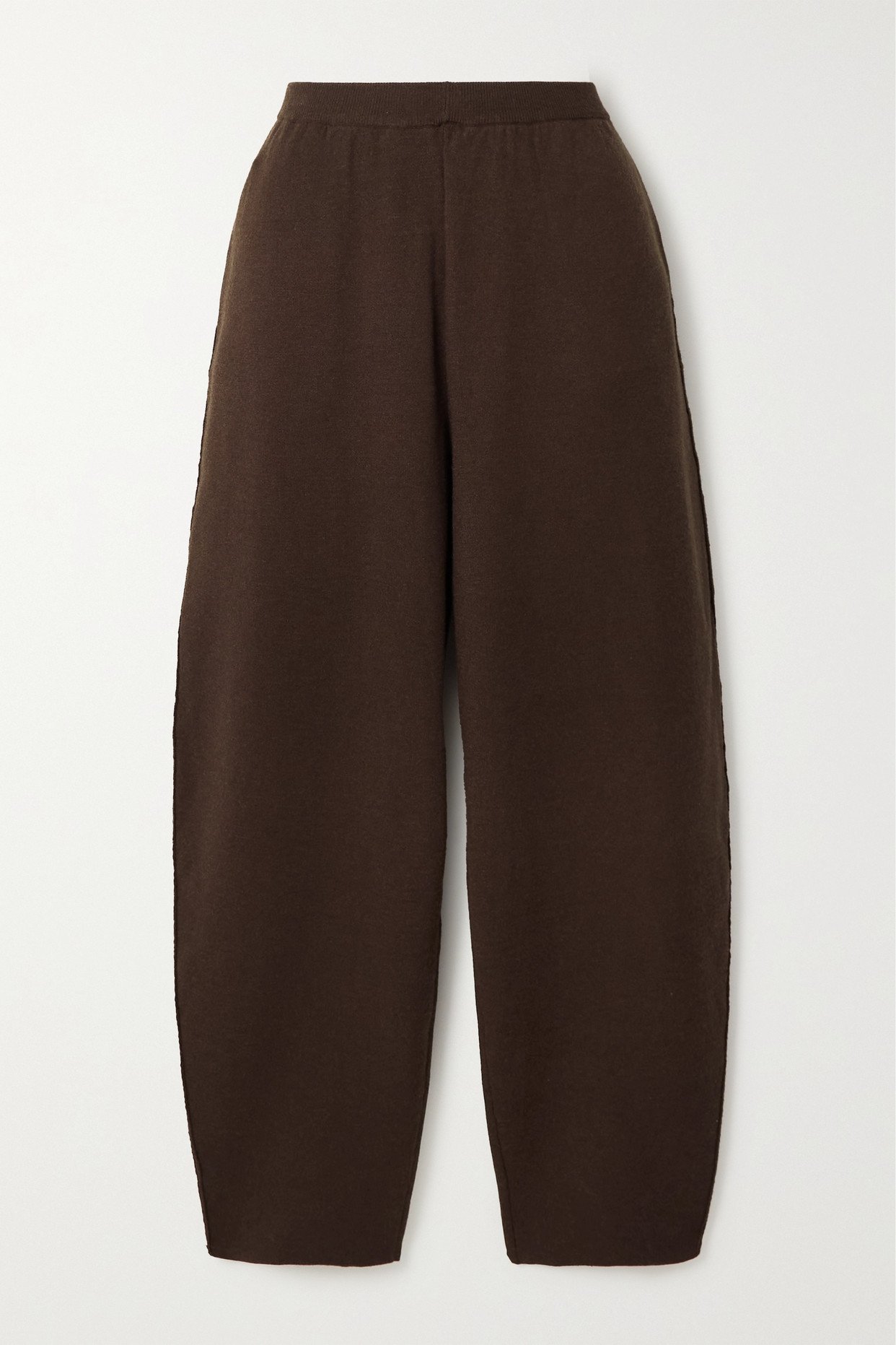 DEIJI STUDIOS The Curved Knitted Tapered Pants in Brown