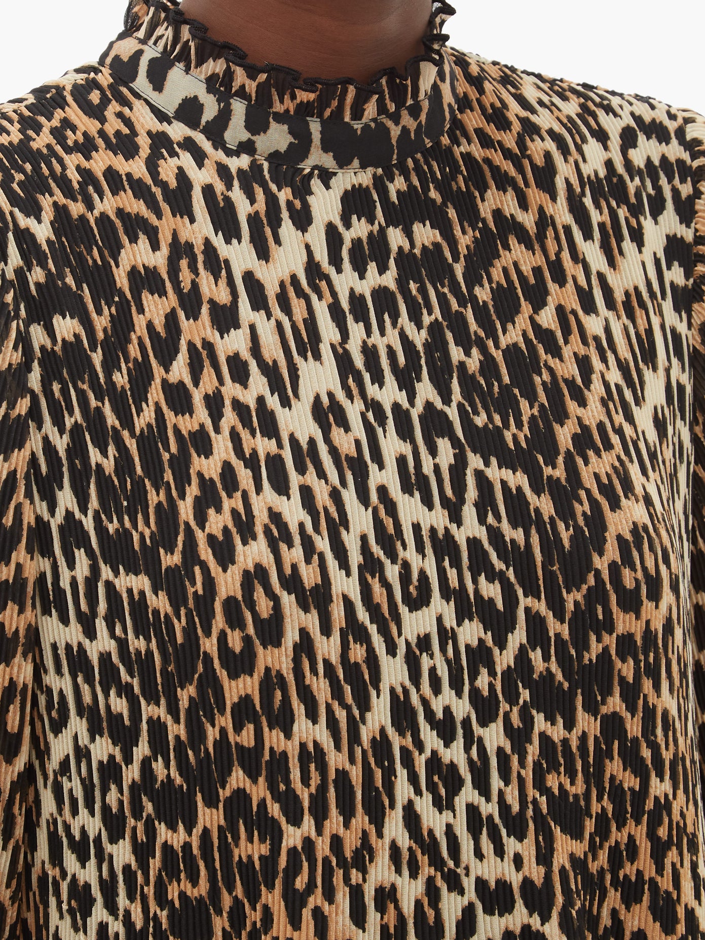 ganni pleated georgette dress leopard Ganni Pink Leopard Dress Ganni Pleated Georgette Dress In Candy Pink And Dark Brown Leopard