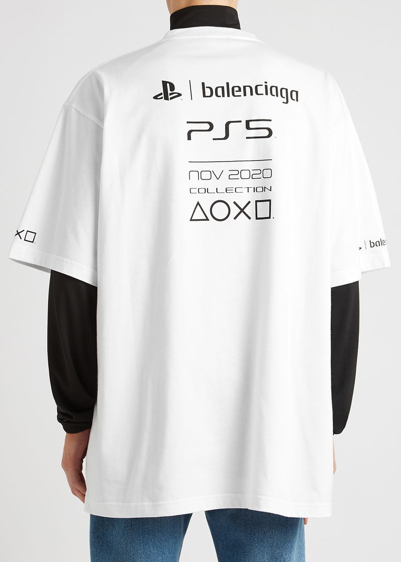 BALENCIAGA X PlayStation 5 Printed Cotton T-Shirt | endource