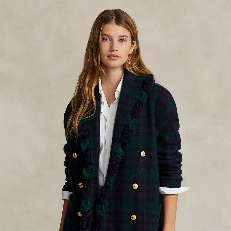 Etched Plaid Single-Breasted Blazer