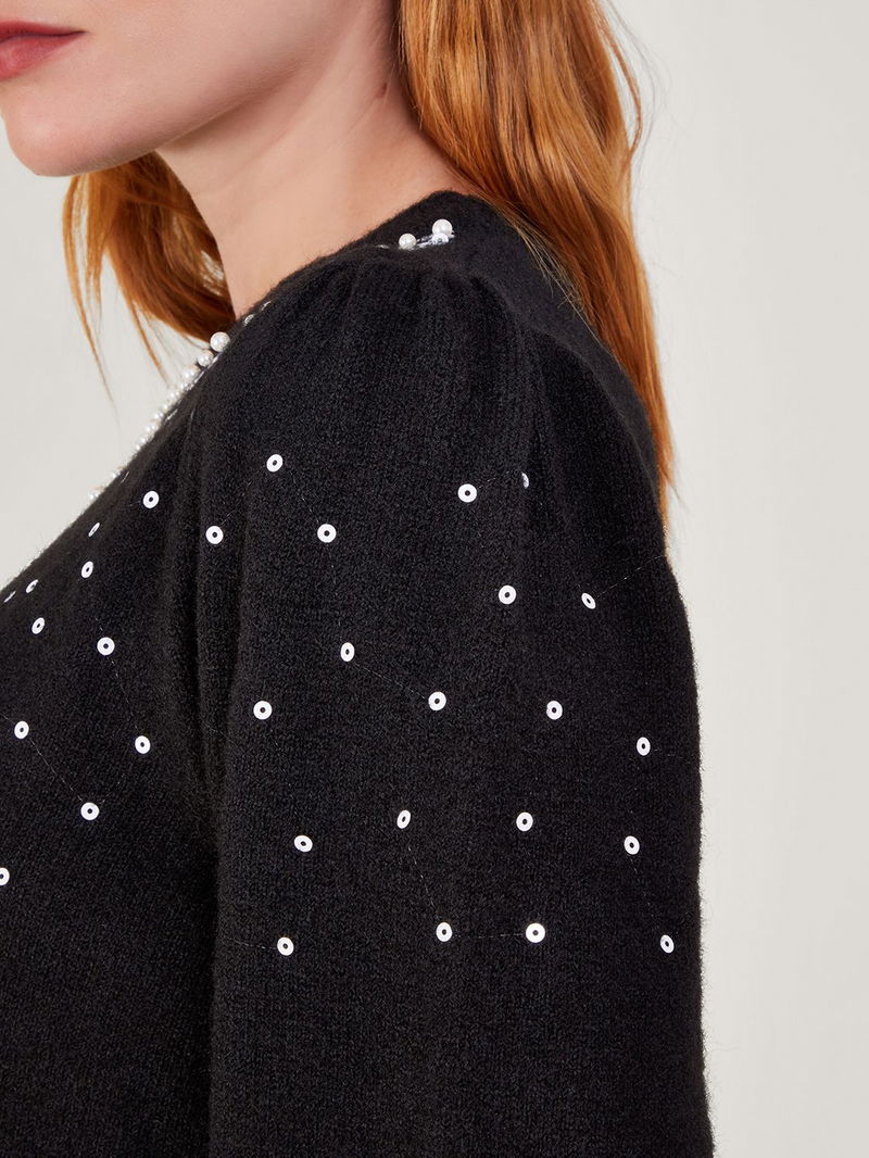 Monsoon Betsy Bow Wool Blend Jumper endource