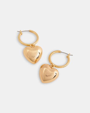 Balenciaga Heart Padlock Hoop Earrings - Gold-Tone Metal Drop, Earrings -  BAL244121