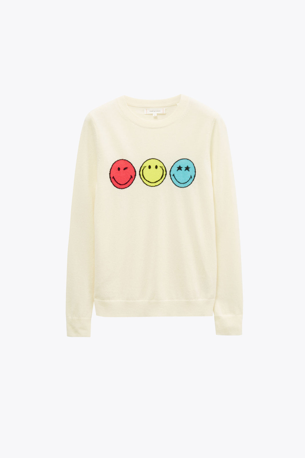 CHINTI & PARKER SmileyWorld® Smiley Trio Wool-Cashmere Sweater in Cream ...