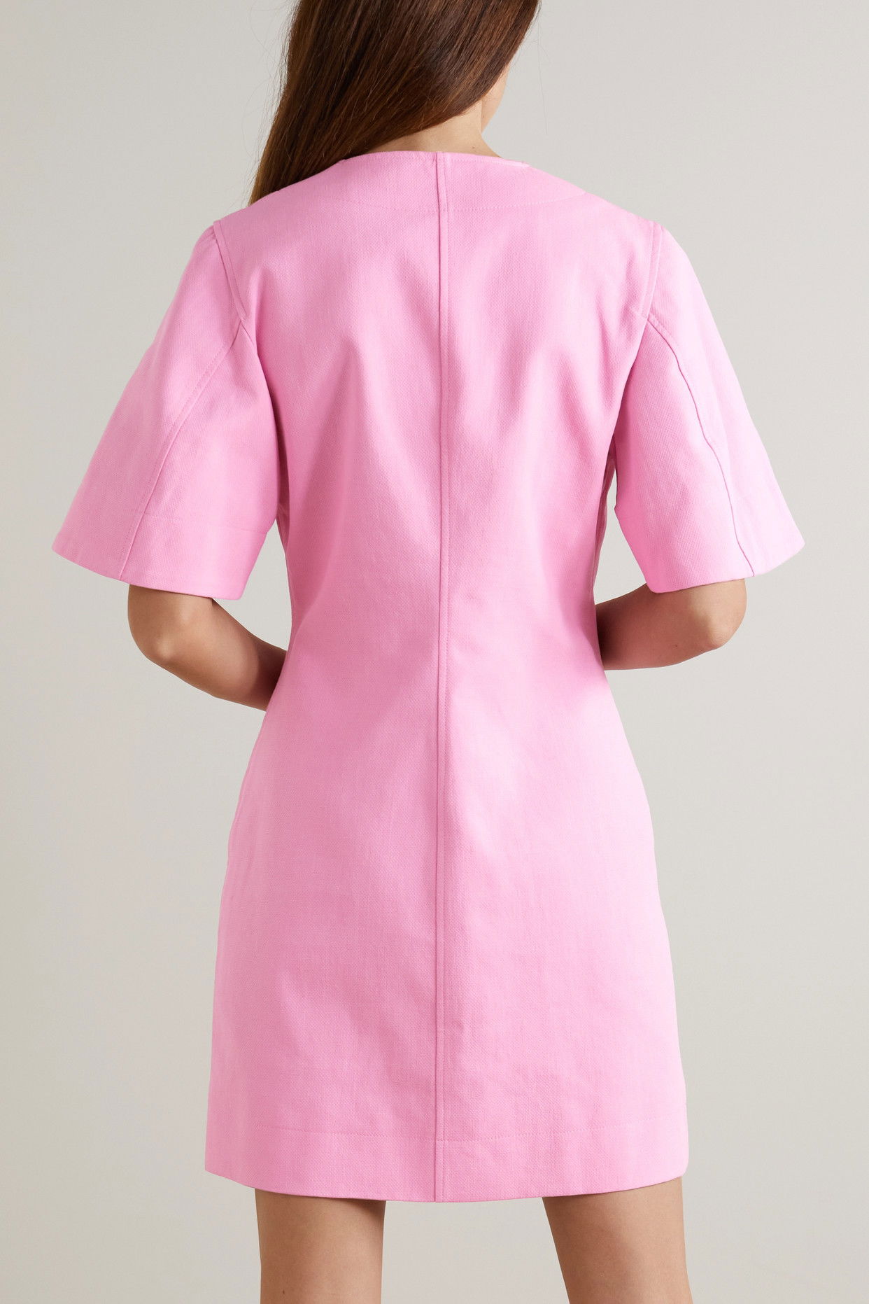 open lace back dress Bleached Mauve Shibori Pleat Mini Smock Bubble Dress