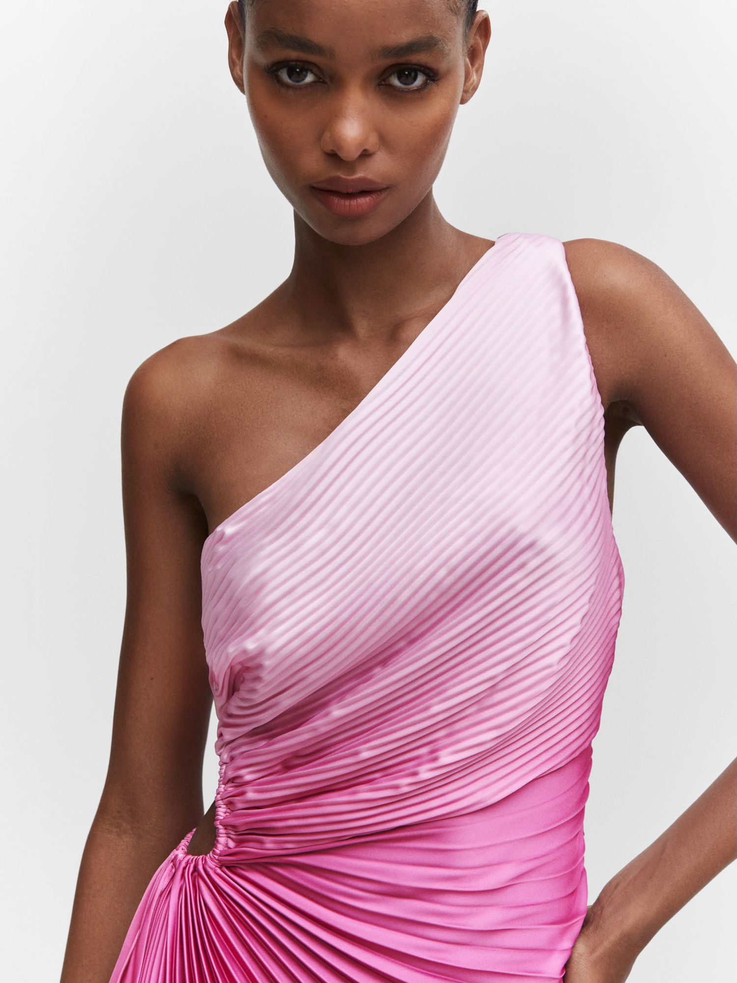 MANGO Claudi Asymmetric Pleated Dress
