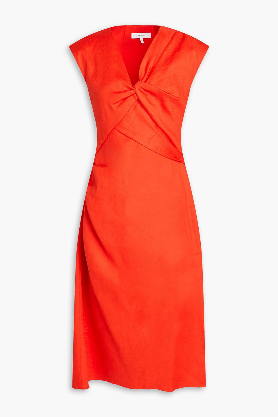 frame dress orange FRAME Twisted Twill Midi Dress