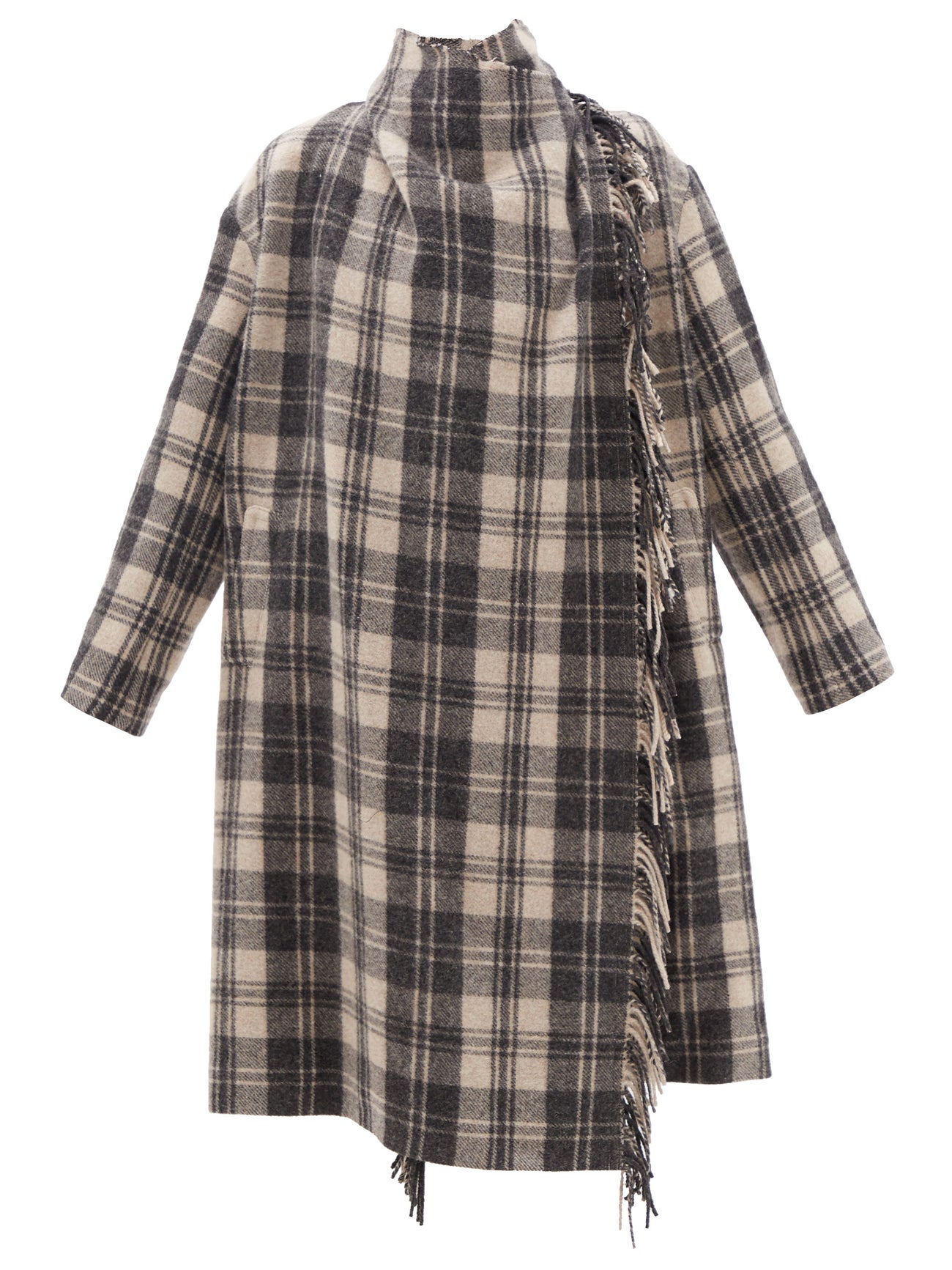MARANT ÉTOILE Fleming Tasselled Check Wool-Blend Coat | endource